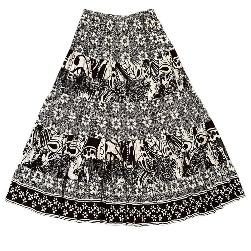 vintage black and white floral skirt